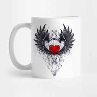 Dark angel heart with black wings Mug